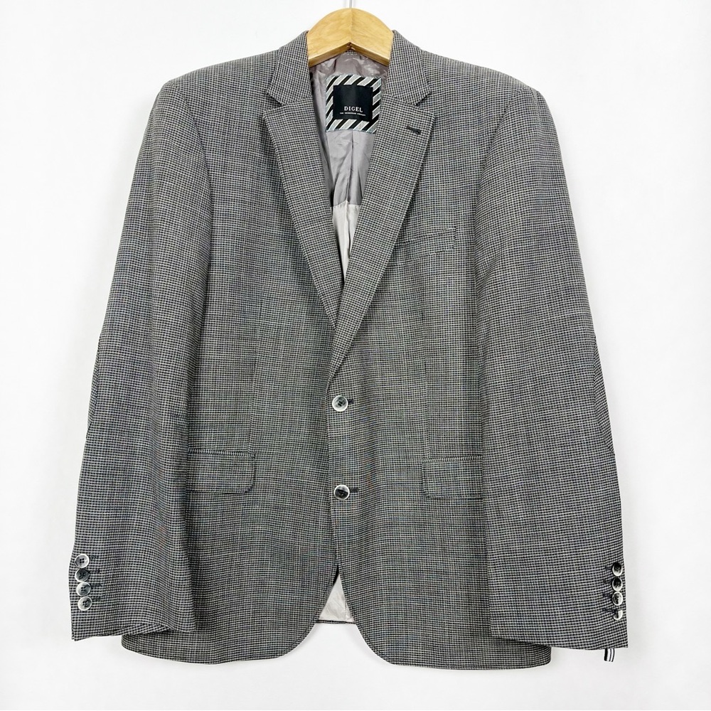 Digel Men’s Classic Grey Wool Linen and Silk Blend Sport Coat Blazer Size 44R